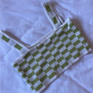 Green checkered crop tank